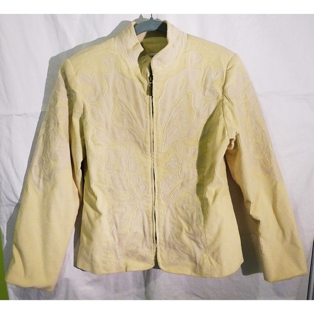 Victor costa occasion‎ women M corduroy zipper jacket appliqué